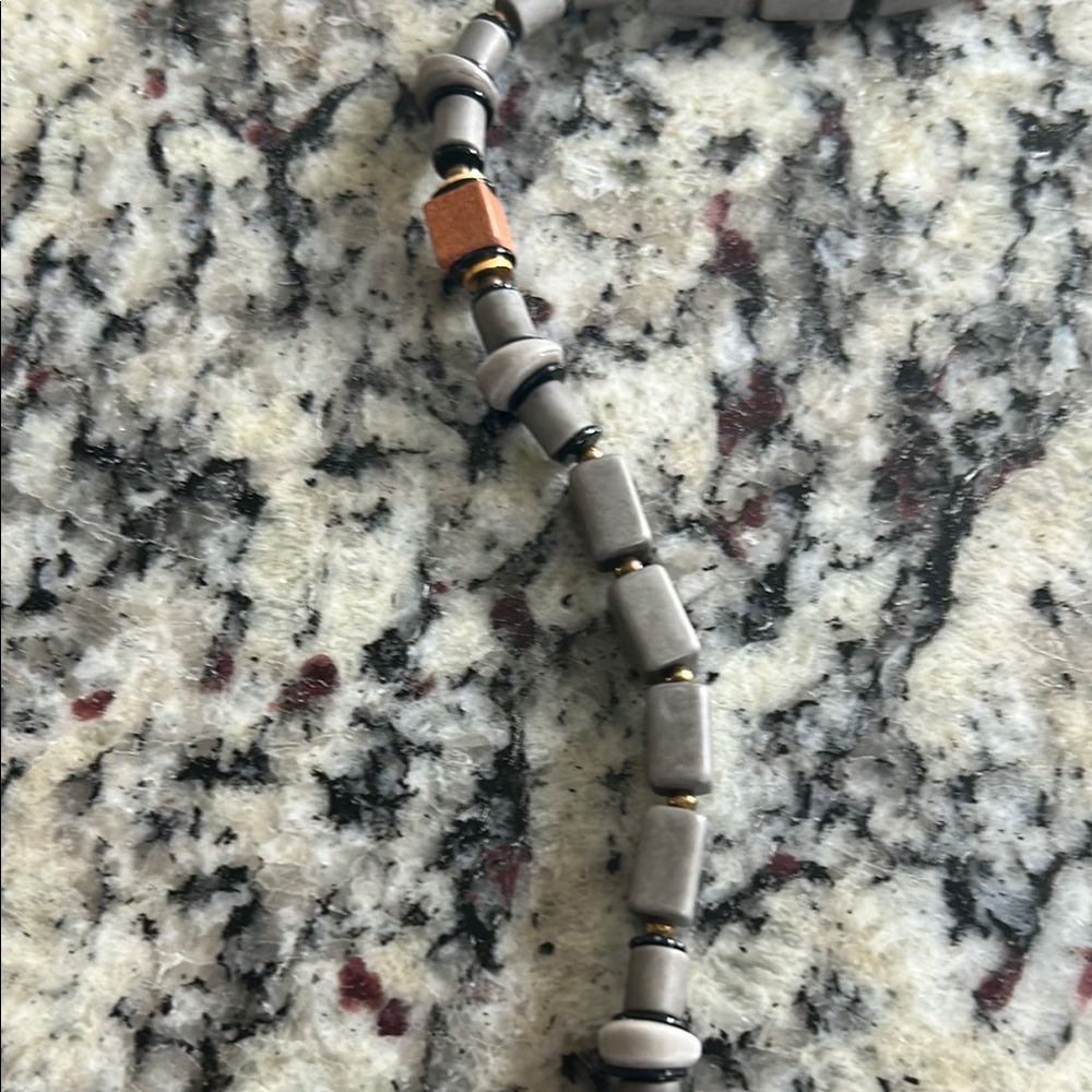 Gray and Brown  Beaded Necklace - Picture 5 of 5
